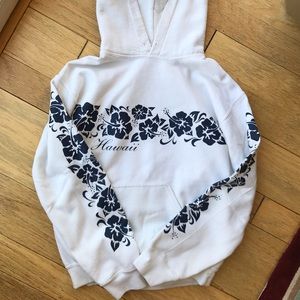 White Hawaiian Print Hoodie